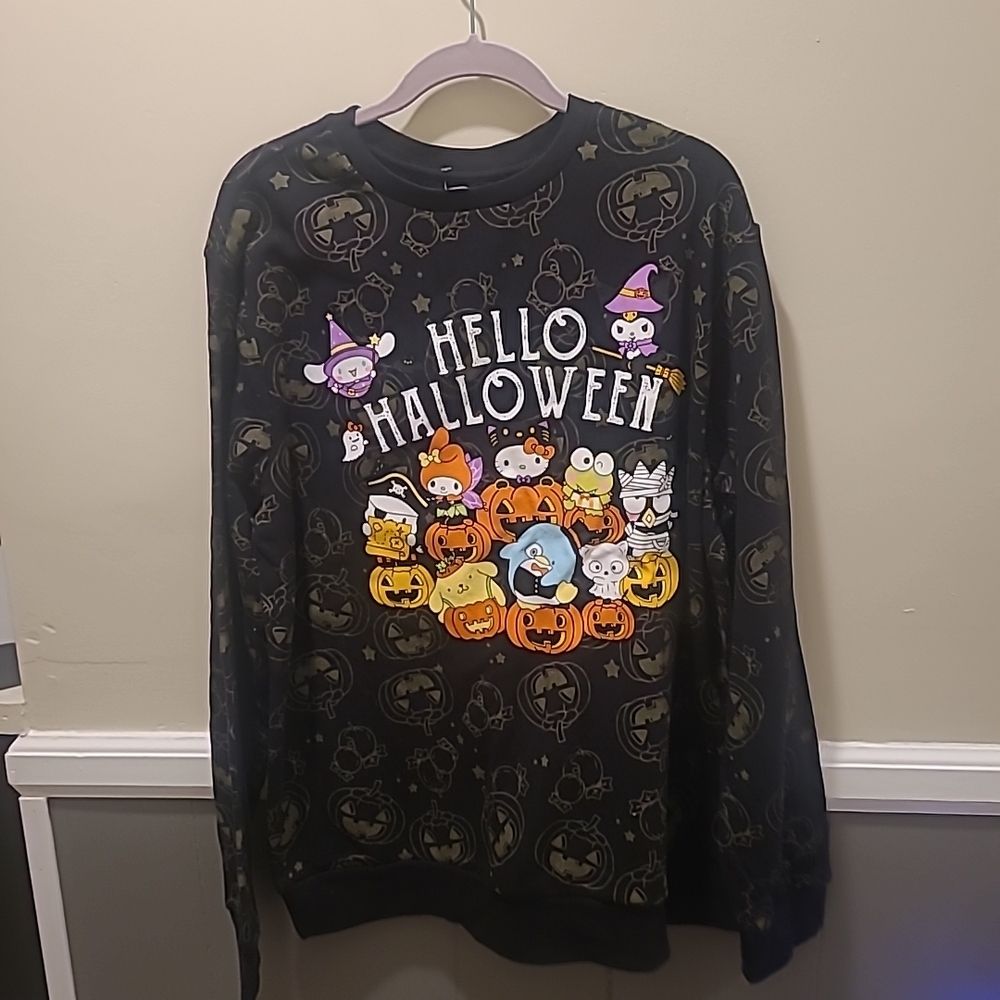 Hello Kitty Halloween  Printed Licensed SweatShirt Large Long Sleeve NWT